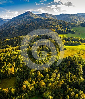Tegernsee lake in the Bavarian Alps. Aerial Panorama Mountain View. Autumn. Germany. Tegernsee