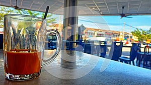 Teh tarik a famous beverage in Malaysia mamak restaurant