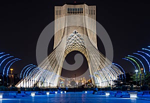 Azadi Tower in Tehran at night, the capital of Iran