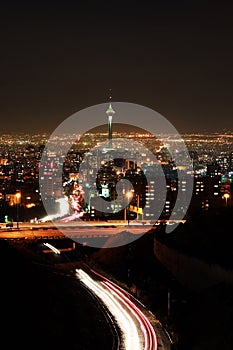 Tehran skyline illuminated at night