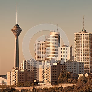 Tehran Skyline in the Sunset