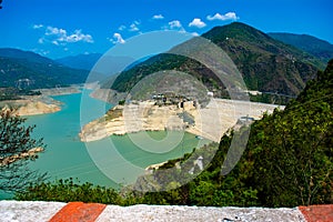 Tehri Dam of in Tehri Garhwal district of Uttrakhand. India\'s largest dam. Aerial view Tehri Dam