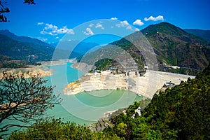 Tehri Dam of in Tehri Garhwal district of Uttrakhand. India\'s largest dam. Aerial view Tehri Dam