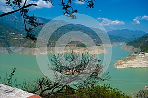 Tehri Dam of in Tehri Garhwal district of Uttrakhand. India\'s largest dam. Aerial view Tehri Dam