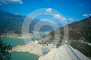 Tehri Dam of in Tehri Garhwal district of Uttrakhand. India\'s largest dam. Aerial view Tehri Dam