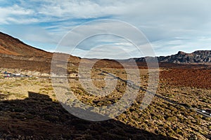 Teide National Park. Beautiful view of volcano mountain rocks desert crater.