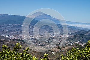 Teide National Park with La Laguna city  and Los Rodeos airport in Tenerife Canary Islands