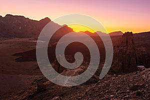 Teide National Park at sunset, Tenerife Island, Spain