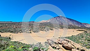 Teide - Panoramic view on volcano Pico del Teide and Montana Blanca, Mount El Teide National Park, Tenerife, Canary Islands, photo