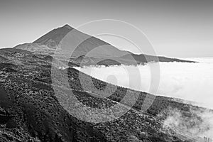 Teide volcano viewed over the clouds