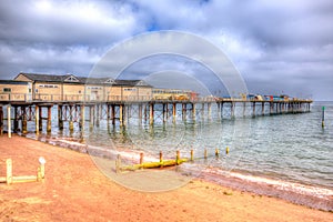 Teignmouth pier and beach Devon England UK