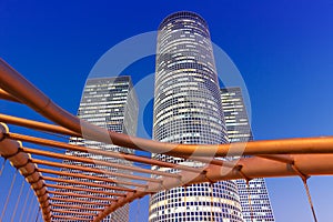 Tel Aviv Azrieli Center skyline Israel twilight night city skyscrapers modern architecture