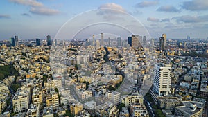 Tel Aviv city center, Israel, aerial drone view