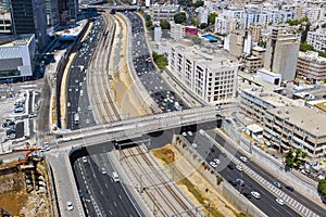 Tel Aviv and Hayalon Freeway From Top view