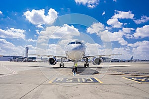Aircraft ground handling, refules an airplane - Aircraft In Ben Gurion Airport, Tel Aviv, Israel