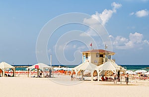 Beach of the Mediterranean Sea in Tel Aviv, Israel