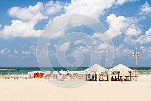 Beach of the Mediterranean Sea in Tel Aviv, Israel