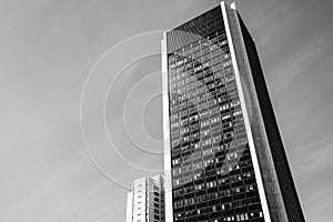 TEL AVIV, ISRAEL- MARCH 3, 2018: Skyscraper in Tel aviv, early morning. Modern office building in Tel Aviv, Israel