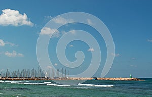 Tel Aviv, Israel, Middle East, Mediterranean Sea, beach, sailing, lighthouse, sailboat, summer, nature, landscape