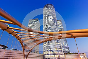 Tel Aviv Jaffa Azrieli Center skyline Israel twilight night city skyscrapers modern architecture