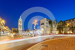 Tel Aviv Jaffa Israel The Clock Tower blue hour night city