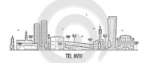 Tel Aviv skyline Israel buildings vector linear photo