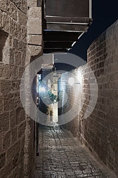 Lane signs of the zodiac at night in on old city Yafo in Tel Aviv-Yafo in Israel