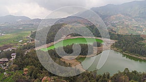 Telaga warna lake at plateau dieng