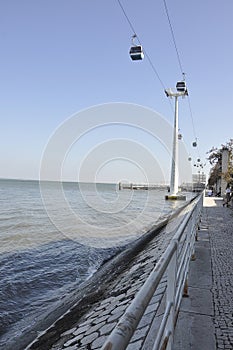 Telecabine Lisbao or Cable Car from Parque das Nacoes area of Lisbon