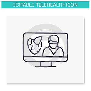 Telecardiology line icon