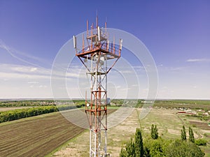 Telecom tower witn 4G network, telecomunication base station