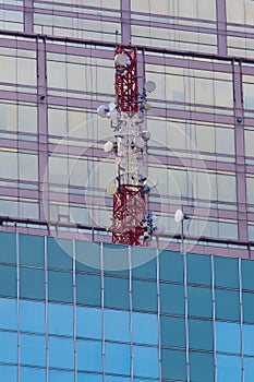 Telecom transmitter on the building roof