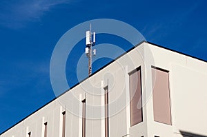 Telecommunication antenna of 4G and 5G network on a building in Bellinzona, Switzerland