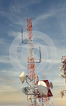Telecommunication antennas on top hill