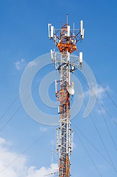 Telecommunication cell phone communication tower with multiple a