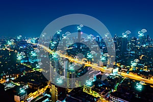 Telecommunication and internet network connect in smart city