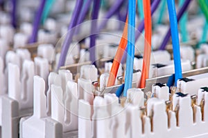 Telecommunication switchboard panel with cables