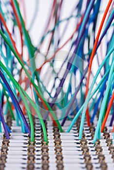 Telecommunication switchboard panel with cables