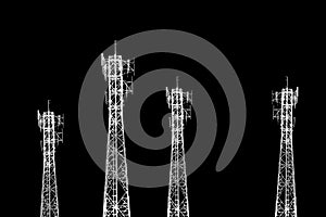 Telecommunication tower of 4G and 5G cellular. Antenna transmission communication. Cell phone signal base station.