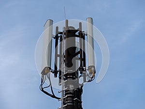 Telecommunication tower of 4G and 5G cellular. Base Station or Base Transceiver Station. Wireless Communication Antenna