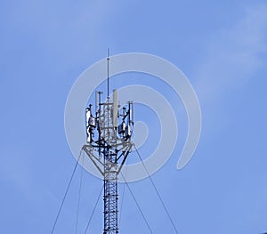 Telecommunication tower of 4G and 5G cellular. Base Station or Base Transceiver Station. Wireless Communication Antenna