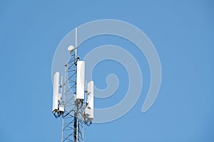 Telecommunication tower against blue sky, Netherlands