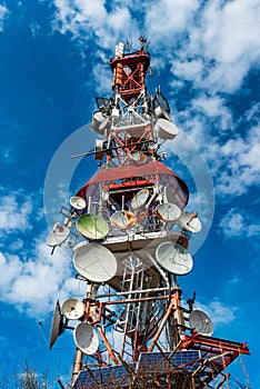 Telecommunication tower with antennas