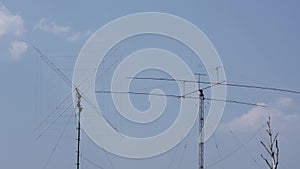 Telecommunication tower with a clouds. Used to transmit television signals