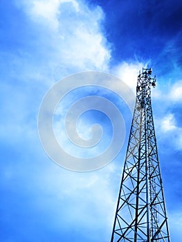 TeleCommunication Tower in Cloudy Sky