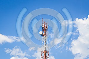 Telecommunication tower communication tower with wi-fi wave