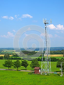 Telecommunication tower in landscape