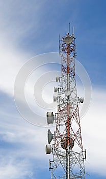 Telecommunication tower mast TV antennas wireless technology wit