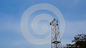 Telecommunication tower at sunset