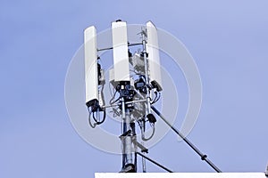 Telecommunication tower. Wireless Communication Antenna Transmitter.